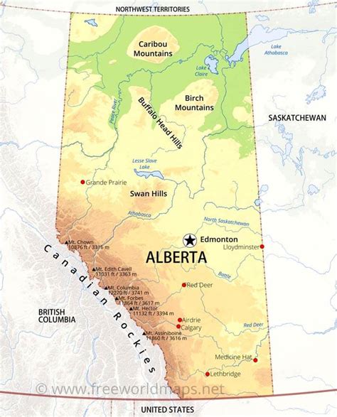 Physical Map Of Alberta