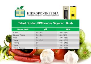 Infoku Tabel Ppm Dan Ph Nutrisi Hidroponik