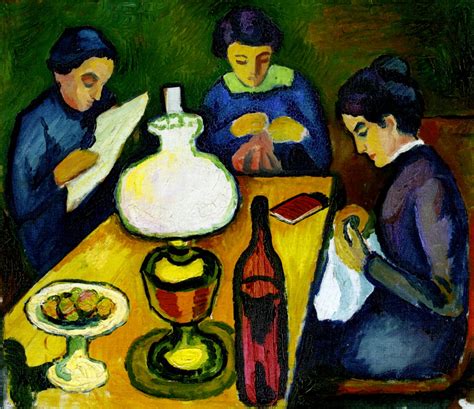 Drei Frauen Am Tisch Der Lampe 1912 Von August Macke
