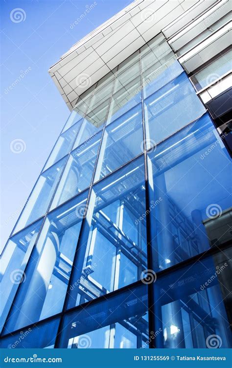 Blue Glass Wall Of Modern Office Building Stock Image Image Of