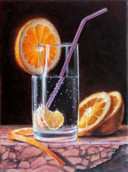 Sliced Orange And Soda Classical Realism Oil Painting