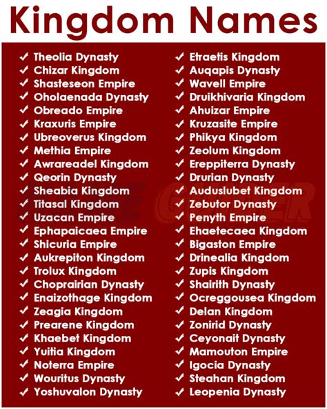 200 Kingdom Names Ideas And Suggestions Name Guider
