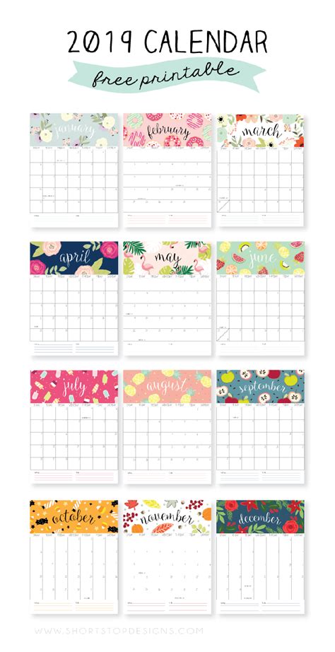 19 Free Printable 2019 Calendars The Suburban Mom