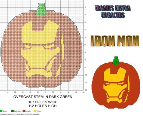 Pumpkin Carvings 9 Iron Man Plastic Canvas Pattern By Michael Kramer