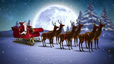 Santa clause clip art animations. Digital Animation Of Santa Waving In His Sleigh With ...