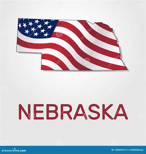Map Of The State Of Nebraska In Combination With A Waving The Flag Of