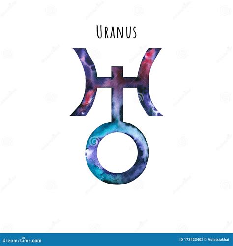 Uranus Astrological Symbol And Hand Drawn Calligraphy Vector