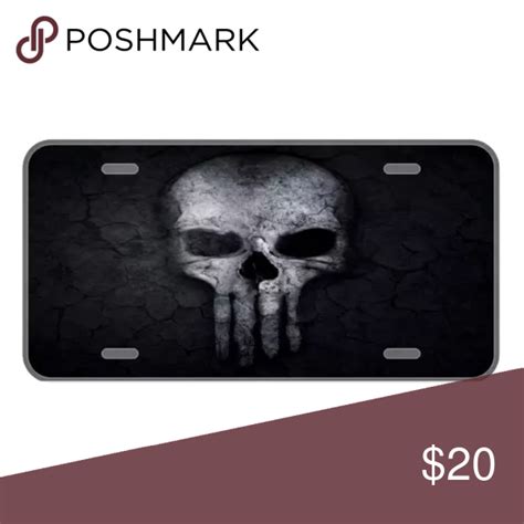 Custom License Plate With The Punisher Type Skull Custom License