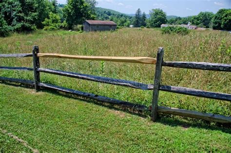 New Rail In An Old Split Rail Fence Stock Photo Image Of Nature