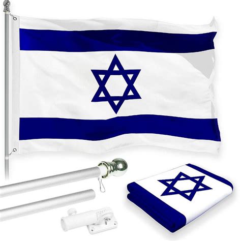 G128 Combo Pack 6 Feet Tangle Free Spinning Flagpole Silver Israel