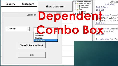 Vba Tutorial For Dependent Combo Boxes On Userform Vba Example Youtube