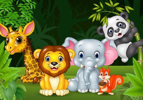 Premium Vector Cartoon Wild Animal In The Jungle