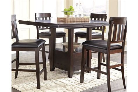 Haddigan Dark Brown Rectangular Extendable Counter Height Dining Table
