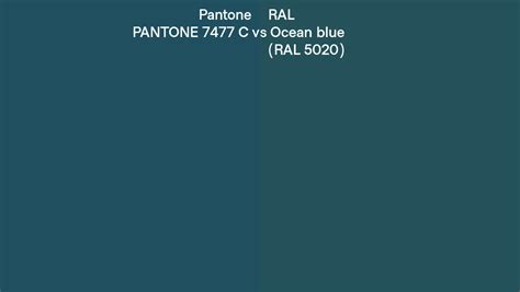 Pantone 7477 C Vs Ral Ocean Blue Ral 5020 Side By Side Comparison