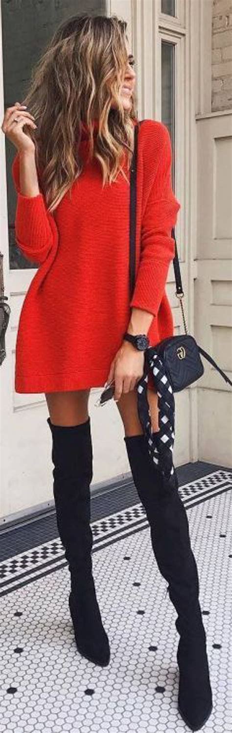 Https://techalive.net/outfit/red Sweater Dress Outfit Ideas