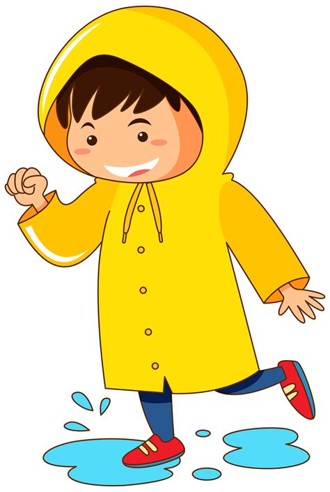 Boy In Yellow Raincoat 361581 Vector Art At Vecteezy