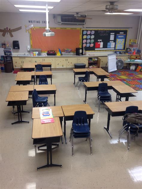 Cool Classroom Set Up With Desks In Threes Image Only Classroom
