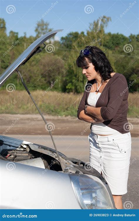 Woman Near Car Stock Image Image Of Problems Stop Young 26903823