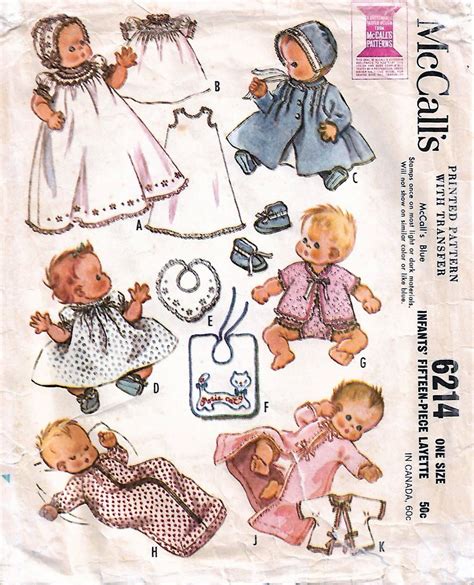 1960s Mccalls 6214 Vintage Sewing Pattern Infant Layette