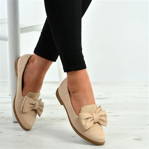 New Womens Ladies Bow Slip On Ballerina Dolly Pumps Ballet Shoes Sizes