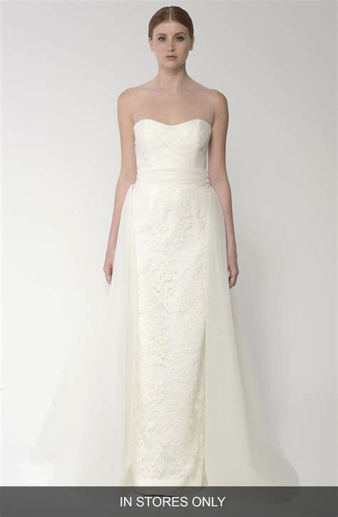 Bliss Monique Lhuillier Embroidered Lace Gown With Detachable Tulle