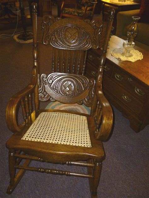 Antique Oak Rocking Chair Pressed Back Bentwood Arms Etsy