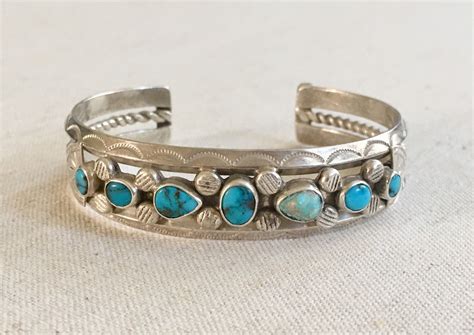 vintage turquoise bracelet cuff native american navajo sterling silver turquoise jewelry