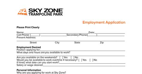 Sky Zone Applications