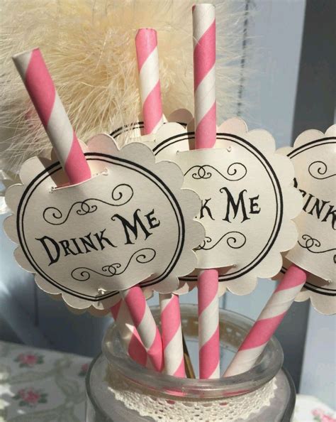 alice in wonderland tea party 25 drink me straws toppers