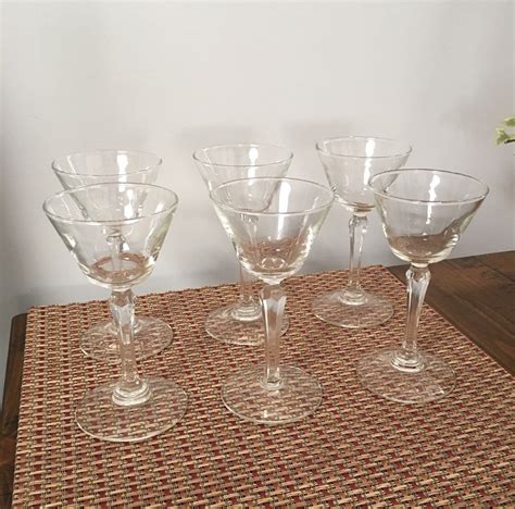 Set Of Six Vintage Footed Liqueur Glasses Barware Drink Ware Cocktail Glasses By Ladyg99 On Etsy