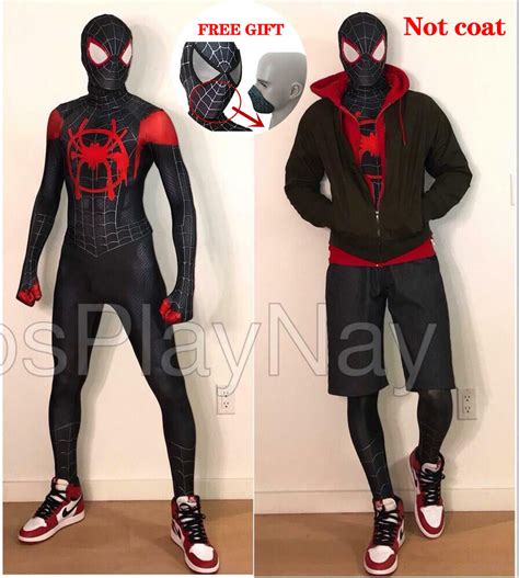 miles morales spider man cosplay costume spiderman zentai suit halloween adult ebay