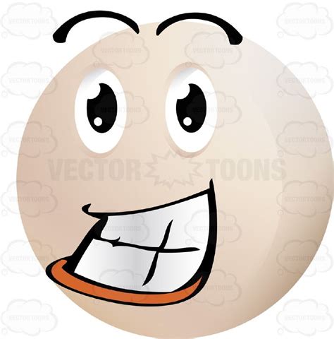 Thrilled Light Colored Smiley Face Emoticon Showing Full Teeth Huge