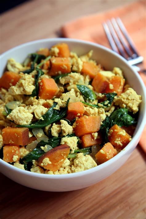 Vegan Breakfast Recipes Tofu Kale Sweet Potato Scramble Popsugar