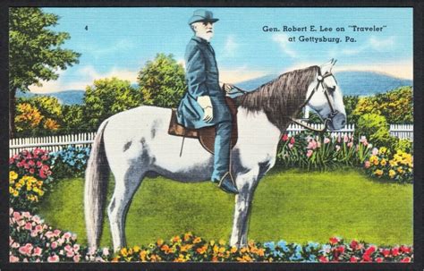 Gettysburg Pa General Robert E Lee On Horse Traveller Civil War Linen