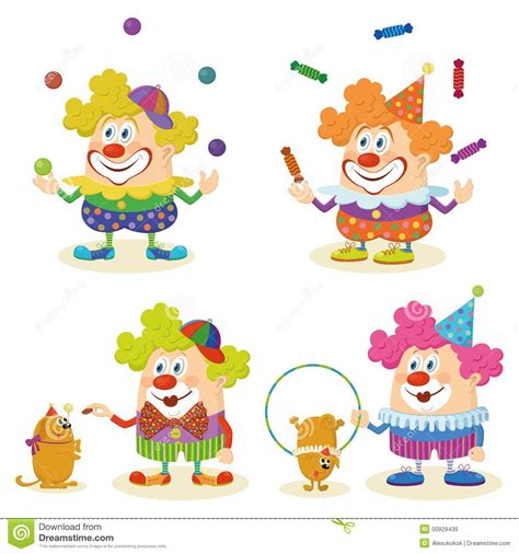Cartoon Circus Clowns Set Stock Vector Illustration Of Colorful 50929439