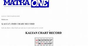 Kalyan Jodi Chart Record Kalyan Chart Matkaone