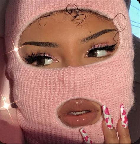 High quality pink baddie gifts and merchandise. girls with pink Baddie Aesthetic balaclava on | Black girl ...