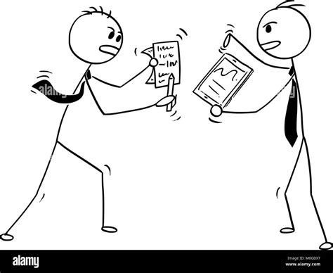 Conceptual Cartoon Of Two Businessmen Arguing Or Fighting Stock Vector