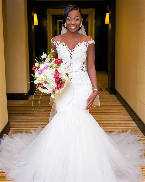 African Cap Sleeve Wedding Dresses Lace Mermaid Bridal Gowns Church