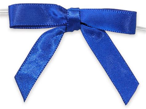 2 Royal Blue Pre Tied Satin Gift Bows With Twist Ties 12 Pack
