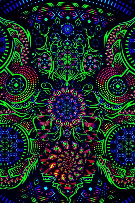 Psychedelic Tapestry Banner Uv Fluorescent Trippy Mushroom Etsy Uk