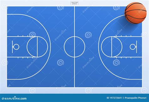 Basketball Ball And Basketball Field Background With Line Of Court