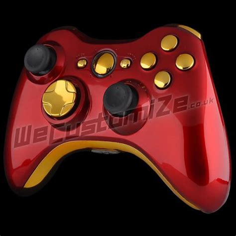 Glossy Red 360 Controller With Chrome Gold Buttons And Trim Custom Xbox