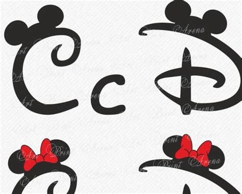 Disney Svg Font Disney Alphabet Svg Ears Svg Minnie Font Etsy
