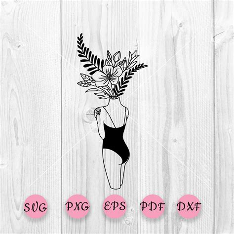 Woman Body Svg Dxf Female Eps Floral Svg Woman With Flower Head Svg
