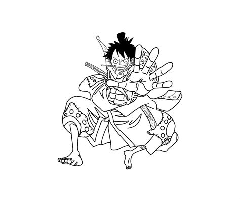 Luffy Full Body Drawing Sketch Coloring Page
