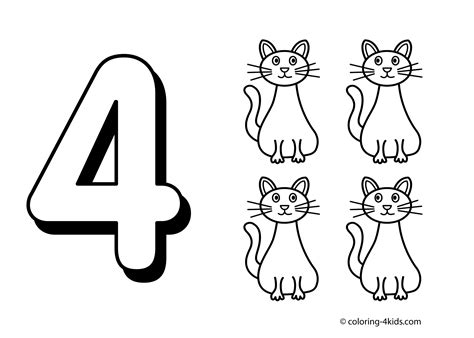 Number 4 Coloring Sheets Clipart Black And White Clipground