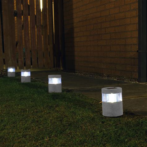 Solar Powered Led Lights Stone Effect Lamp Garden Path