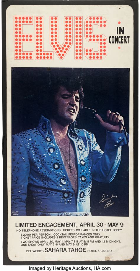 Elvis Presley Sahara Tahoe Concert Postersign 1976 Music Lot