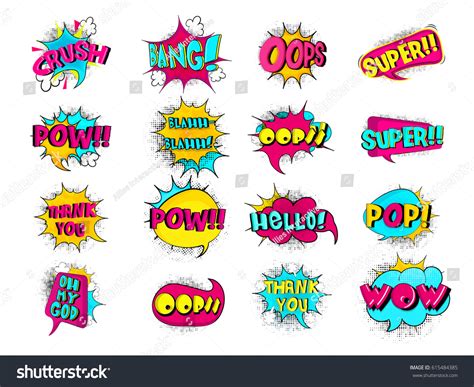 Colorful Comic Speech Bubbles Illustrations Stock Vector Royalty Free 615484385 Shutterstock